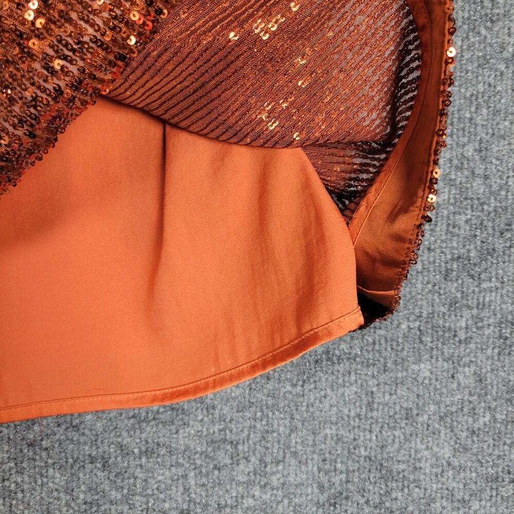 BY ANTHROPOLOGIE Marie Orange Sequin Puff Sleeve Top Event Glam Party SIZE 6 - Picture 5 of 16